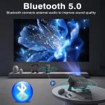 [4K Support & Auto Focus] Projector with WiFi and Bluetooth, 4K 1080P Native Projector Keystone&Zoom, 20W Speaker, 180°Adjustable Portable Projector for Phone, Laptop, Bedroom, Outdoor
