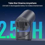 WISHOLY Projector with WiFi and Bluetooth, Mini Portable Projector with Built-in Rechargeable Battery for Outdoor, 1080P Supported, Electric Focus & Auto Keystone, Home Theater with 210° Mount