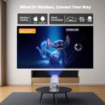 Projector with WiFi and Bluetooth, Mini Projector, 4K 1080P Support Portable Wireless Movie Projectors 220° Rotatable 130'' Screen Auto Keystone Compatible with HDMI/iPhone/TV Stick for Bedroom Indoor