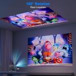 [Built-in App] Mini Projector, 4K Projector with 180° Rotation, FHD 1080P Portable Projector WiFi 6 & Bluetooth 5.2 Support, Smart Outdoor Projector Max 220" Compatible with iPhone/Android/TV Stick