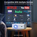 [Auto Focus & High Brightness] Outdoor Projector with WiFi and Bluetooth, Native 1080P Movie Projector, 4K Support, Auto Keystone & 50% Zoom, JOWLURK Projector Compatible with iOS/Android/TV Stick