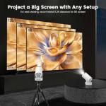 Mini Portable Projector with 4K Support, Bluetooth 5.4 WIFI6, 5watt Sound Base Speaker, 160 ANSI, Android 11, 210° Rotation , Auto Keystone Correction Video Projector HY300 ULTRA