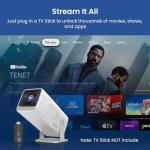 WISHOLY Mini Projector Native 1080P, Portable Outdoor Movie Projector with WiFi and Bluetooth, 4K Supported, Compatible with Smartphone, HDMI, USB, TV Stick, PS5 for Home Theater, Bedroom, Outdoor Use