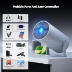 Projector with WiFi and Bluetooth, Mini Projector, 4K 1080P Support Portable Wireless Movie Projectors 220° Rotatable 130'' Screen Auto Keystone Compatible with HDMI/iPhone/TV Stick for Bedroom Indoor