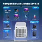 WISHOLY Mini Projector Native 1080P, Portable Outdoor Movie Projector with WiFi and Bluetooth, 4K Supported, Compatible with Smartphone, HDMI, USB, TV Stick, PS5 for Home Theater, Bedroom, Outdoor Use