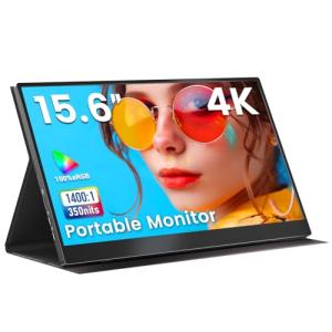 Upperizon Portable Monitor 4K 15.6 inch UHD 3840X2160 100% sRGB USB-C HDMI IPS HDR External Second Screen Portable Travel Monitor for Laptop MacBook PS5/4 Xbox with Speakers, VESA Compatible