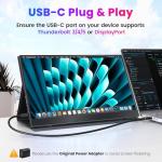 Upperizon Portable Monitor 4K 15.6 inch UHD 3840X2160 100% sRGB USB-C HDMI IPS HDR External Second Screen Portable Travel Monitor for Laptop MacBook PS5/4 Xbox with Speakers, VESA Compatible