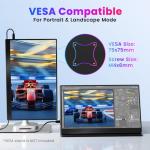 Upperizon Portable Monitor 4K 15.6 inch UHD 3840X2160 100% sRGB USB-C HDMI IPS HDR External Second Screen Portable Travel Monitor for Laptop MacBook PS5/4 Xbox with Speakers, VESA Compatible