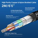 P4 Premium 8K HDMI 2.1 Cable - 6.6ft Braided Cord, Certified High Speed, 8K@60Hz, 4K@120Hz - eARC, HDCP 2.2&2.3, HDR10+, Atmos - Compatible with Apple TV, Roku, Netflix, Sony PS5 - Alloy Case