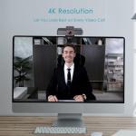 Angetube 4K AI Webcam: AI-Tracking Web Camera Dual AI Noise-Cancelling Microphones - HDR-Enabled, USB 3.0, Remote Control, Sony_Sensor, Adjutable Field of View, Work with Teams, Zoom, Webex