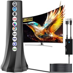 2025 TV Antenna,Antenna for Smart TV with Amplifier Signal Booster,HDTV Antenna for Local Channels 1500+ Miles Range,Digital Antenna Indoor Supports 4K 8K 1080p All TVs-Outdoor Antena 25FT Coax Cable