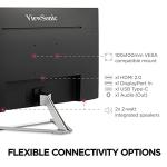 ViewSonic VX2776-4K-MHDU 27 Inch 4K UHD IPS Monitor, 65W USB C, HDR10 Content Support, Thin Bezels, HDMI and DisplayPort