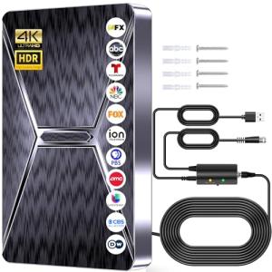 2025 Upgraded Indoor TV Antenna, 2700+ Miles Range HD Digital Antenna for Smart TV, Strongest Antenna with Amplified Signal Booster Supports 4K 8K 1080p All TVs- 38FT Coaxial Cable for Local Channels