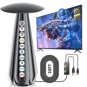1800+ Miles Range TV Antenna Indoor, 2025 HDTV Antenna for Smart TV, Digital Antenna for Local Channels with Signal Amplifier, Supports 4k 8k 1080p All TVs -38ft Coax Cable