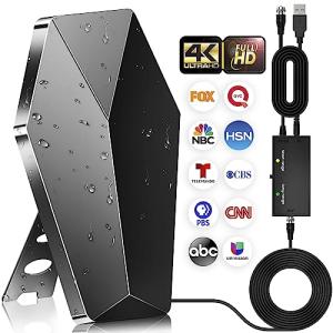 2025 Upgraded Strongest Digital TV Antenna, 2700+ Miles Range TV Antenna for Smart TVs, Indoor/Outdoor HDTV Antenna for Local Channels with Amplified Signal Booster Supports 4K 8K 1080p-38 FT Cable