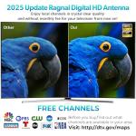2025 HDTV Antenna for Smart TV Indoor 1700 Miles -Digital TV Antenna for Local Channels-TV Antenna Amplified Booster Support 4K 8K 1080p 360° Signal Reception Long Range-16FT Coax Cable