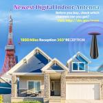 1800+ Miles Range TV Antenna Indoor, 2025 HDTV Antenna for Smart TV, Digital Antenna for Local Channels with Signal Amplifier, Supports 4k 8k 1080p All TVs -38ft Coax Cable