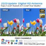 1800+ Miles Range TV Antenna Indoor, 2025 HDTV Antenna for Smart TV, Digital Antenna for Local Channels with Signal Amplifier, Supports 4k 8k 1080p All TVs -38ft Coax Cable