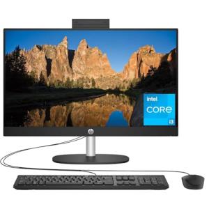 HP 23.8 inch All-in-One Desktop PC, FHD Display, Intel Core i3-N300, 8 GB RAM, 256 GB SSD, Intel UHD Graphics, Windows 11 Home, 24-cr0030 (2023), Shell White