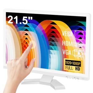 21.5 Inch Touchscreen Monitor FHD 1920x1080P, White, 75Hz, Built-in Speakers, HDMI VGA USB Port, 10-Point Computer Touch Screen PC Display, VESA Wall Mountable