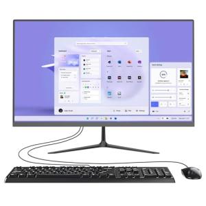 23.8” All-in-One Desktop Computer, AMD Ryzen5-3500U Quad Core Chipset Up to 3.7GHz, 8GB RAM 512GB SSD, Wifi BT Full HD IPS Display, USB3.0 Built-in Speaker Keyboard Mouse for Gaming Office Study Black