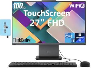 Lenovo ThinkCentre Neo 50a Gen 5 Business All-in-One 27" 100Hz Touchscreen FHD Display (Intel i7-13620H, 16GB DDR5, 512GB SSD, WiFi 6, Webcam, Win11P) w/DKZ USB Port Expander, Keyboard, & Mouse