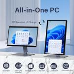 15.6" All-in-One Desktop Computers, FHD 180°Adjustable Touchscreen Win 11 Pro Industrial Computer Intel N100 8GB RAM/128GB ROM, HDMI 2.0 WiFi 5 Bluetooth 5.0 for Office/Automation/Kiosk/Bar/Warehouse