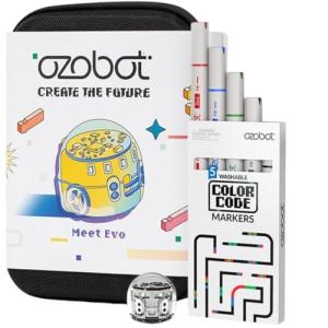 Ozobot Evo Entry Kit: Interactive Coding Robot, Kids Ages 5+, Includes Color Code Markers, Charging Cable, Zip Case, Access to 700+ STEM Lessons - Educators & Parents, No Coding Experience Required