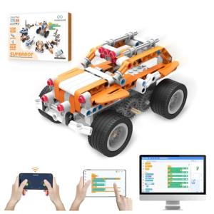 makerzoid STEM Coding Robot Kits for Kids Ages 6+, 26-in-1 Educational Programmable Scratch Coding Robotics Kit, APP RC Robot Jeep Car Birthday Children's Day Gift for Boy Girls(400+ Pcs)