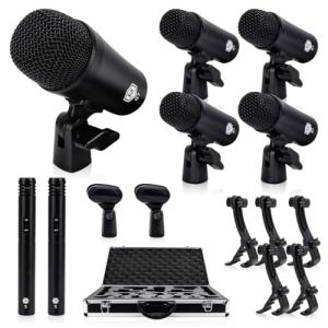 W IN-MIX G7 7-Piece Wired Dynamic Drum Mic Kit (Whole Metal)- Kick Bass, Tom/Snare & Cymbals Microphone Use for Drums, Vocal, Other Instrument Complete with Thread Clip, Mics Holder