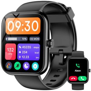 Smart Watch with Alexa Built-in, 1.83" HD Touchscreen Fitness Tracker, Bluetooth Notifications/Calls, IP68 Waterproof, 120+ Sport Modes, 24/7 Heart Rate & Sleep Monitor for iPhone Android iOS (Black)