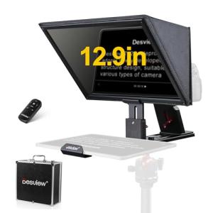 Desview T12S Teleprompter, 12.9 inch Metal Teleprompter, High Display Glass, Compatible with Smartphone/Tablet/ipad/Camera, Easy Assembly, Carry Case Included, Great Partner for Video Making