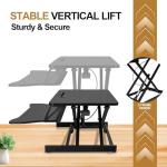 OUKMIC Standing Desk Converter 32” Height Adjustable Sit to Stand Up Desk Riser with Keyboard Tray for Home or Office, Dual Monitor and Computer Workstation Wide 2-Tier Desktop, Black