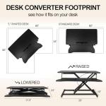 OUKMIC Standing Desk Converter 32” Height Adjustable Sit to Stand Up Desk Riser with Keyboard Tray for Home or Office, Dual Monitor and Computer Workstation Wide 2-Tier Desktop, Black