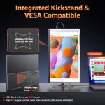 kksmart Portable Monitor 18.5 inch 1080P FHD 128% sRGB 100Hz, Travel Monitor for Laptop MacBook Surface PC Xbox PS5, HDMI Dual USB-C VESA Compatible Built-in Speaker, with Kickstand