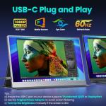 Upperizon Portable Monitor 15.6 Inch 1080P FHD HDR IPS Travel Screen HDMI USB-C Portable Monitor for Laptop MacBook PC Surface Xbox PS4/5 with Cover, VESA Compatible