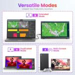 Upperizon Portable Monitor 15.6 Inch FHD 1080P HDR IPS Travel Monitor with Speakers HDMI USB-C Second Screen for MacBook Laptop Surface Xbox PS4/5, External Display with Kickstand, VESA Compatible