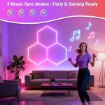 RGB Hexagon Lights - 4 Music Modes Hexagon LED Lights Dimmable, 358 Color Modes, Remote Control, IP54 Waterproof, DIY for Gaming Room, Gym, Party, Bar