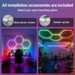 RGB Hexagon Lights - 4 Music Modes Hexagon LED Lights Dimmable, 358 Color Modes, Remote Control, IP54 Waterproof, DIY for Gaming Room, Gym, Party, Bar
