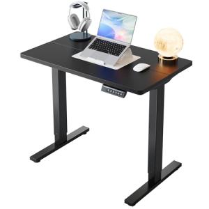 HUANUO 32" Small Electric Standing Desk Adjustable Height, 4 Memory Height Settings, Sit Stand Up Desk for Home Office & Computer Workstation, Black
