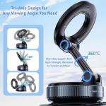JUYOSOFT Vacuum Magnetic Phone Holder, 360° Adjustable Magnetic Car Mount, Foldable Portable Suction Cup Cell Phone Mount for Car/Gym/Mirror/Shower, Compatible with All Smartphones & All Car Models