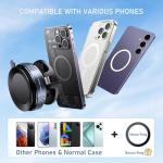 JUYOSOFT Vacuum Magnetic Phone Holder, 360° Adjustable Magnetic Car Mount, Foldable Portable Suction Cup Cell Phone Mount for Car/Gym/Mirror/Shower, Compatible with All Smartphones & All Car Models