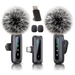 Wireless lavalier Microphone,Microphone for iPhone & USB-C Plug, mini mic Wireless mic with Noise Reduction, LED Display & Rotatable Clip - Ideal for Vlog, TikTok & Content Creation