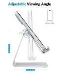 Adjustable Cell Phone Stand, OMOTON Aluminum Desktop Cellphone Stand with Anti-Slip Base and Convenient Charging Port, Fits All Smart Phones, Silver