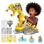 SMIESSKIDDO 3 in 1 Hydraulic Robot Arm - 220 Pcs STEM Building Toys with 4-Jaw Grab, Suction & Tongs for Kids 8-12 | No Batteries Needed Engineering Gift for Boys & Girls Ages 9 10 11