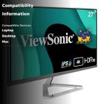 ViewSonic VX2776-4K-MHDU 27 Inch 4K UHD IPS Monitor, 65W USB C, HDR10 Content Support, Thin Bezels, HDMI and DisplayPort