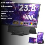 siaviala Portable Monitor, 23.8 inch 1080P FHD 100Hz Laptop Screen Extender, Large Gaming Monitor IPS Display for Laptop, Desktop, MacBook, PS4/5 with Kickstand VESA Compatible