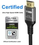 Ubluker 10K 8K 4K HDMI Cable 48Gbps 6.6 FT, Certified Ultra High Speed HDMI® Cable 4K 240Hz 144Hz 120Hz 8K60Hz 0.01ms HDR10+ eARC HDCP2.3 Netflix Roku TV PC Monitor Projector PS5 Xbox