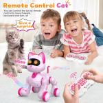 Robot Cat Interactive Toys for Girls: Remote Control Electronic Pink Kitty Pets - Robotic Can Dancing Touch Programmable Mechanical Cat for Kids Age 4-9 Christmas/Birthday Surprise Gifts