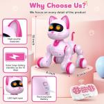 Robot Cat Interactive Toys for Girls: Remote Control Electronic Pink Kitty Pets - Robotic Can Dancing Touch Programmable Mechanical Cat for Kids Age 4-9 Christmas/Birthday Surprise Gifts
